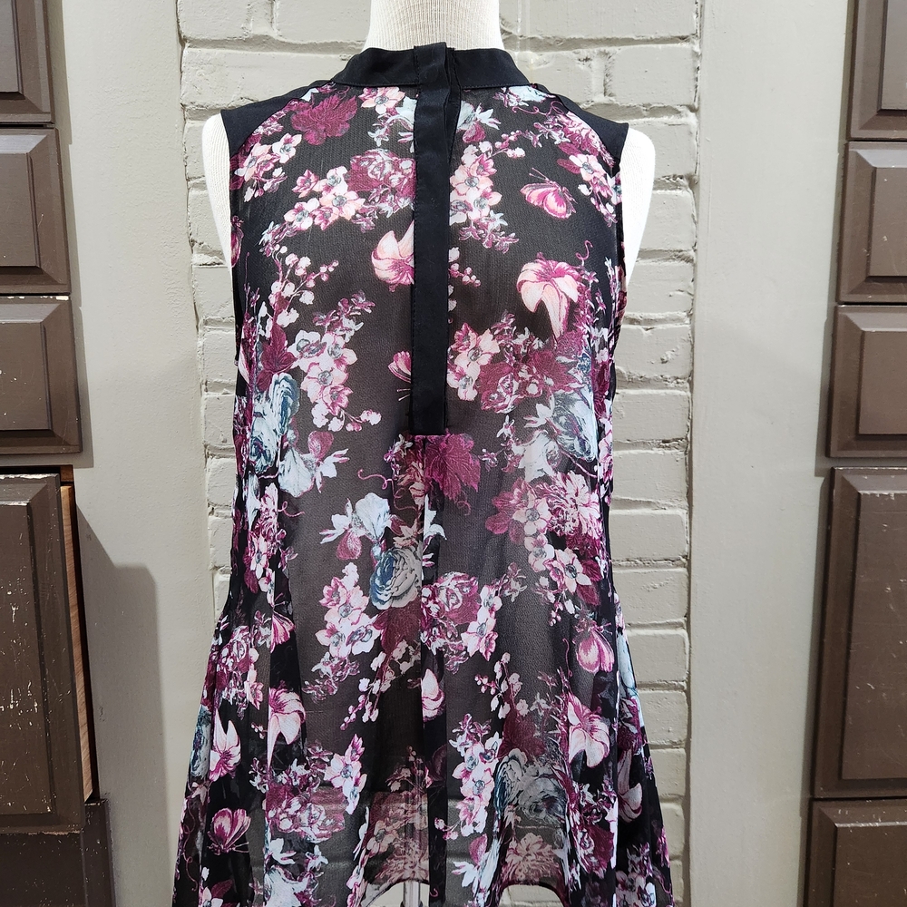 BCBGeneration Black and Pink Floral Blouse